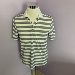 George Black/White Striped Short Sleeve Polo Sz S